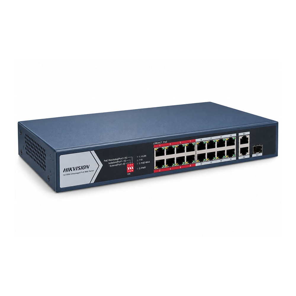 Hikvision 16-Port 10/100M Fast Ethernet Unmanaged PoE Switch (DS-3E0318P-E/M / DS-3E0109P)