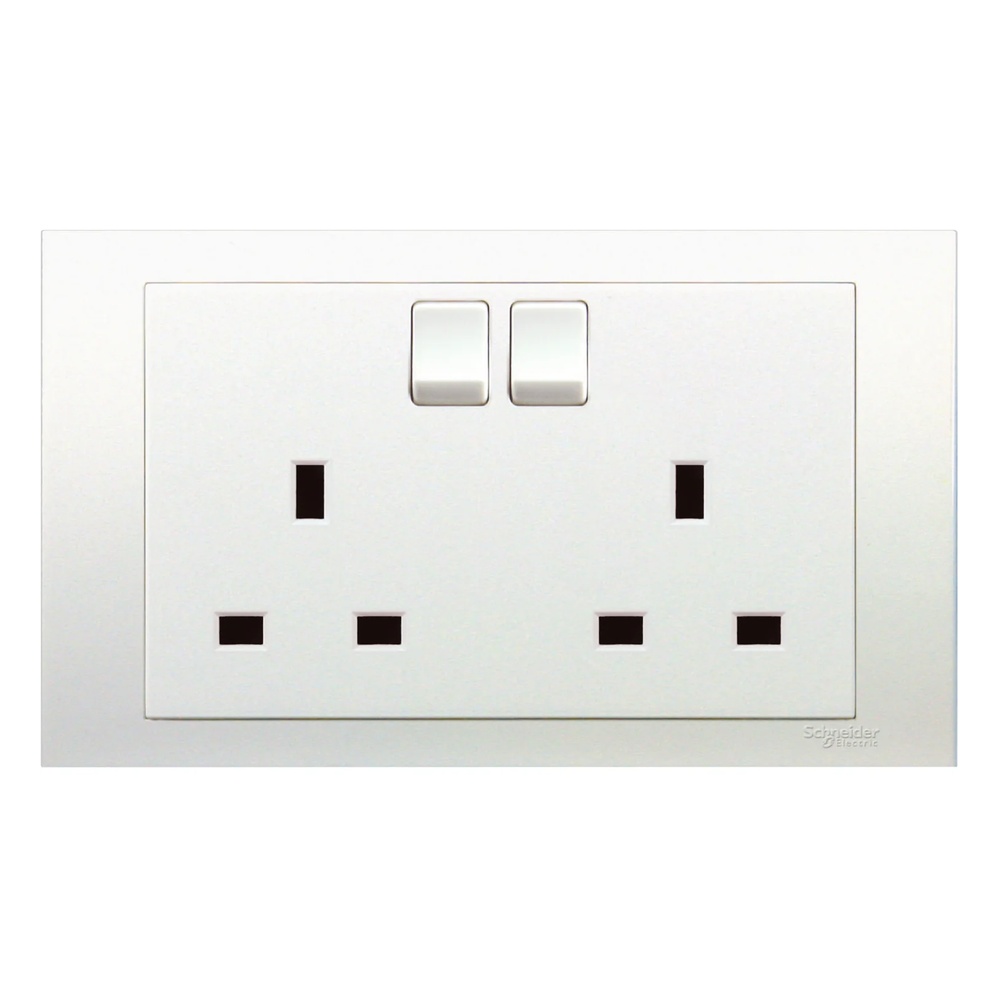 Schneider Electric Vivace 13A 2-Gang Twin Switched Socket (White)