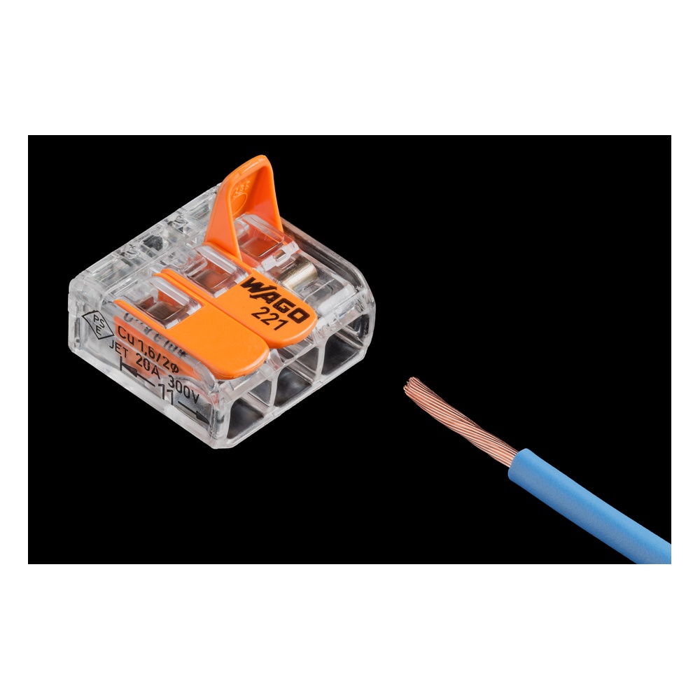 Wago 221-413 Compact 3-Conductor Lever Wire Connectors (Box of 50)