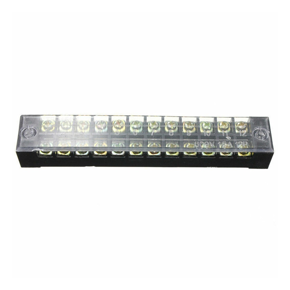 12-Position 30A Dual-Row Heavy-Duty Screw Terminal Barrier Strip (Pack of 5)