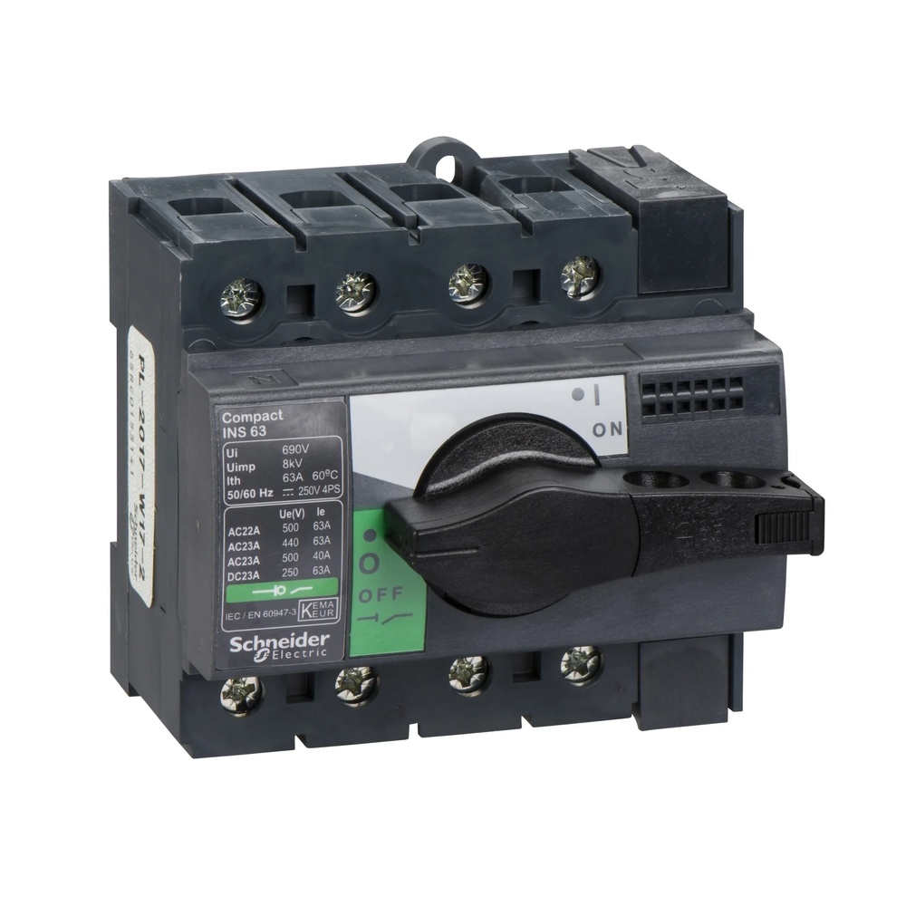 63A 2-Pole Centre-Off (I-0-II) Modular DIN Rail Manual Changeover Switch
