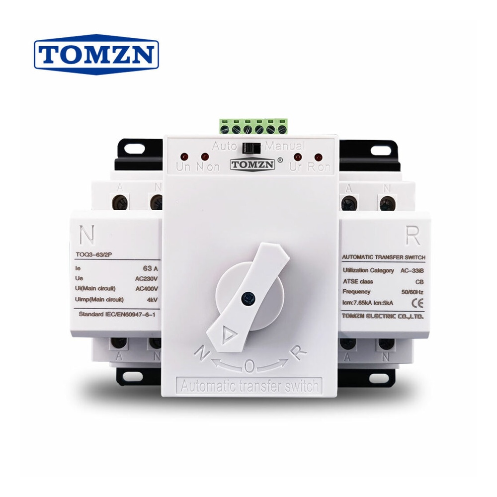Tomzn TOQ5-63/2P 63A 2-Pole Dual Power Automatic Transfer Switch