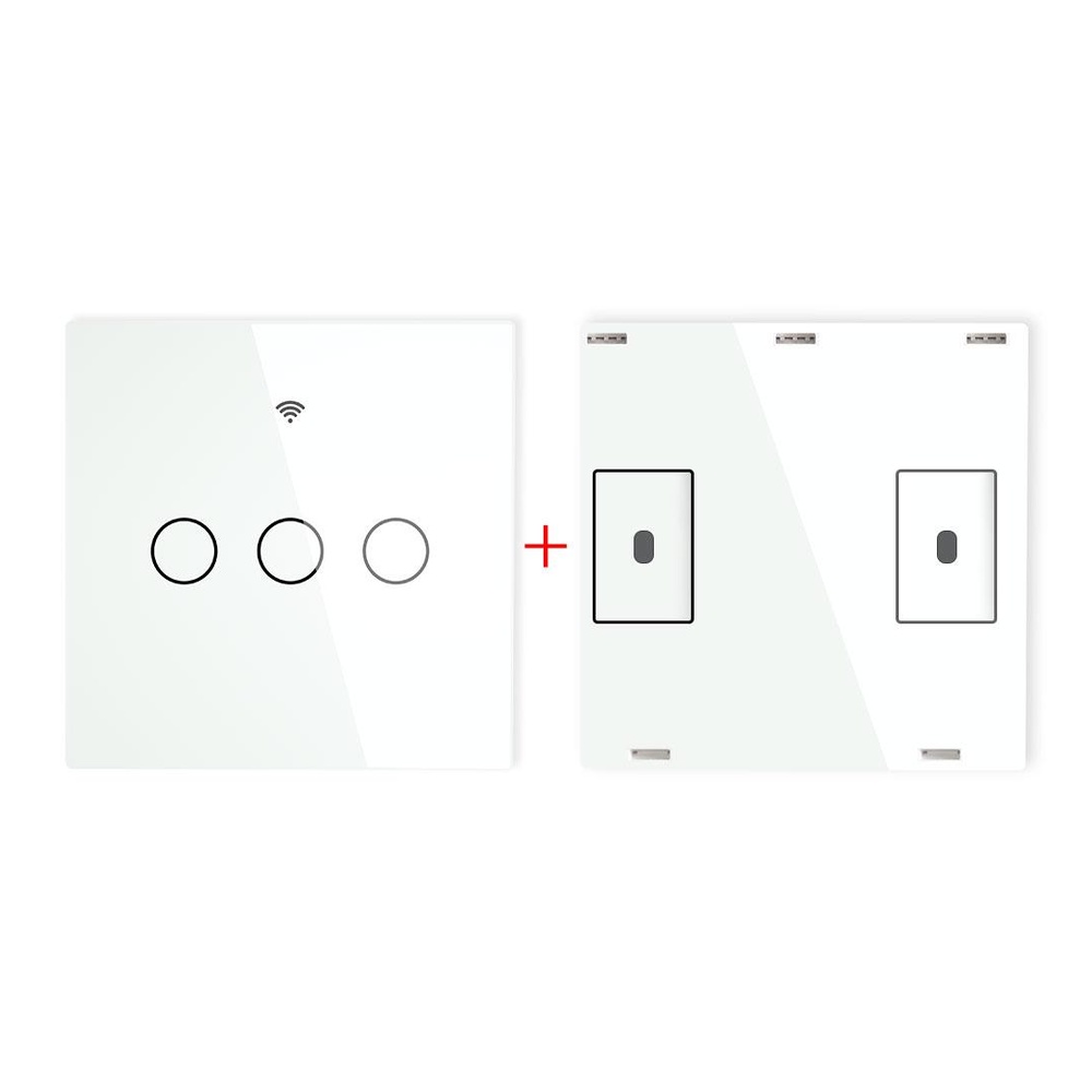 Moes Tuya 2-Gang Smart Wi-Fi Wall Touch Light Switch (White Tempered Glass Panel)