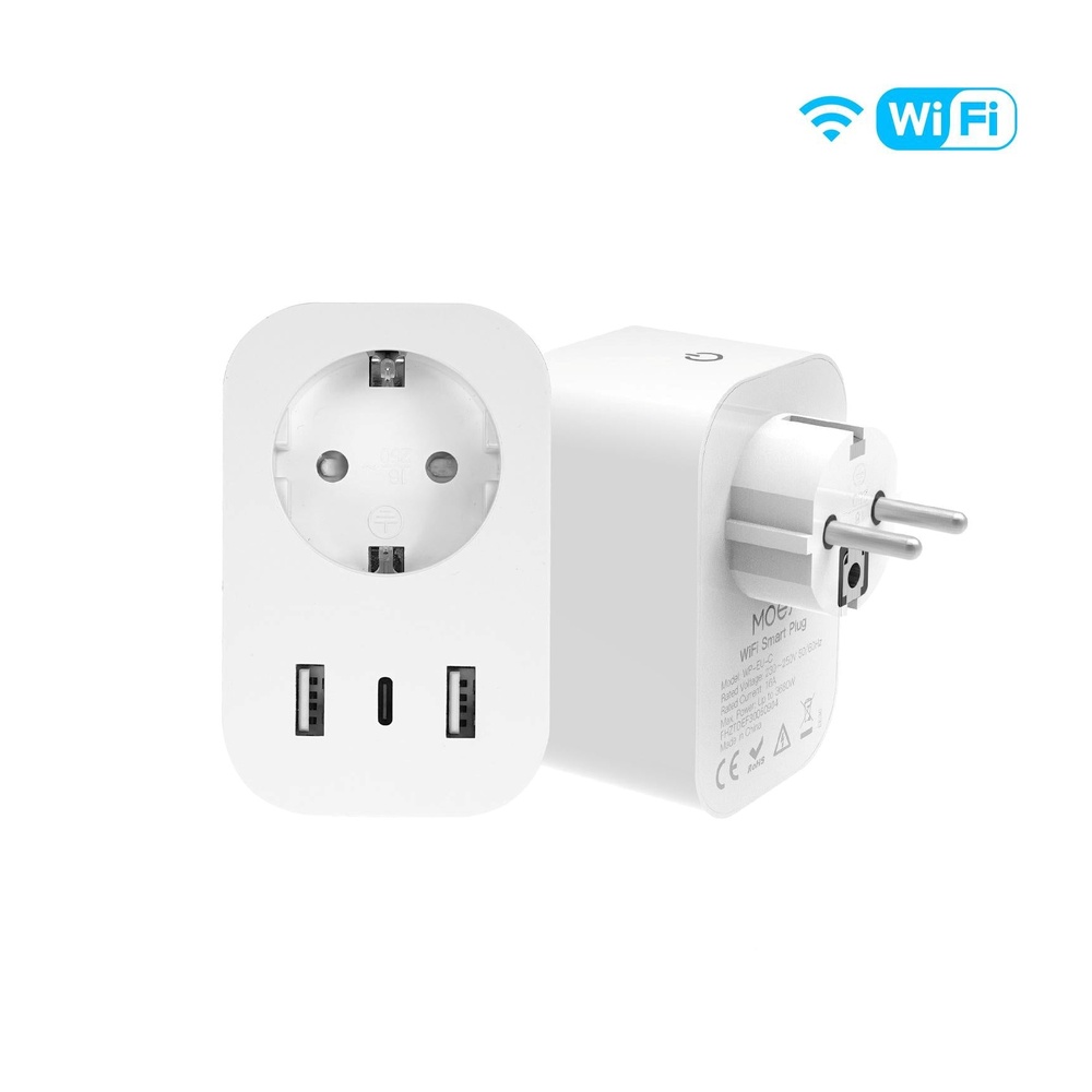 Moes 16A Smart Wi-Fi Plug Socket Adapter with Real-Time Energy Monitoring