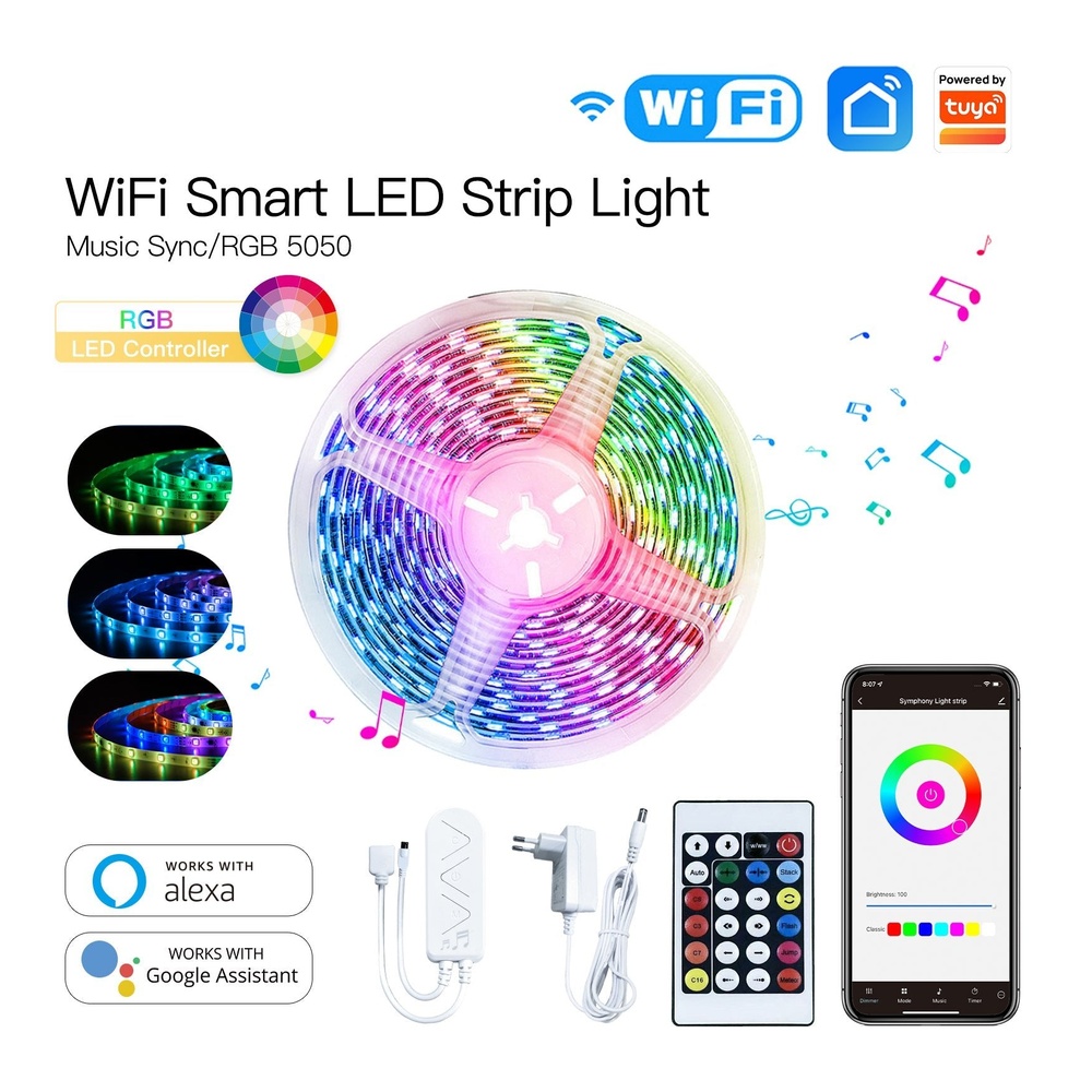 Moes Tuya Smart Wi-Fi RGB+CCT LED Strip Light Controller (12V-24V DC with IR Remote)