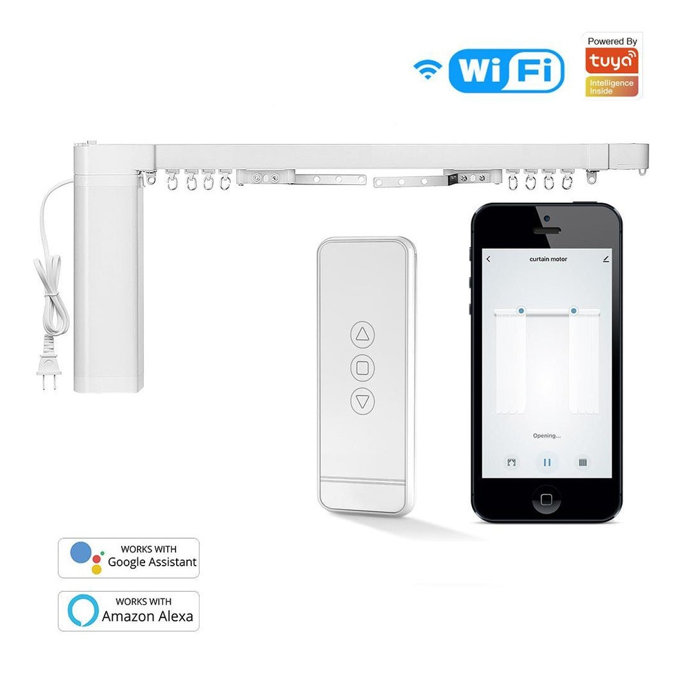 Moes Tuya Smart Motorized Curtain Track Controller System Kit (3.2m Telescopic Rail & Silent Motor)