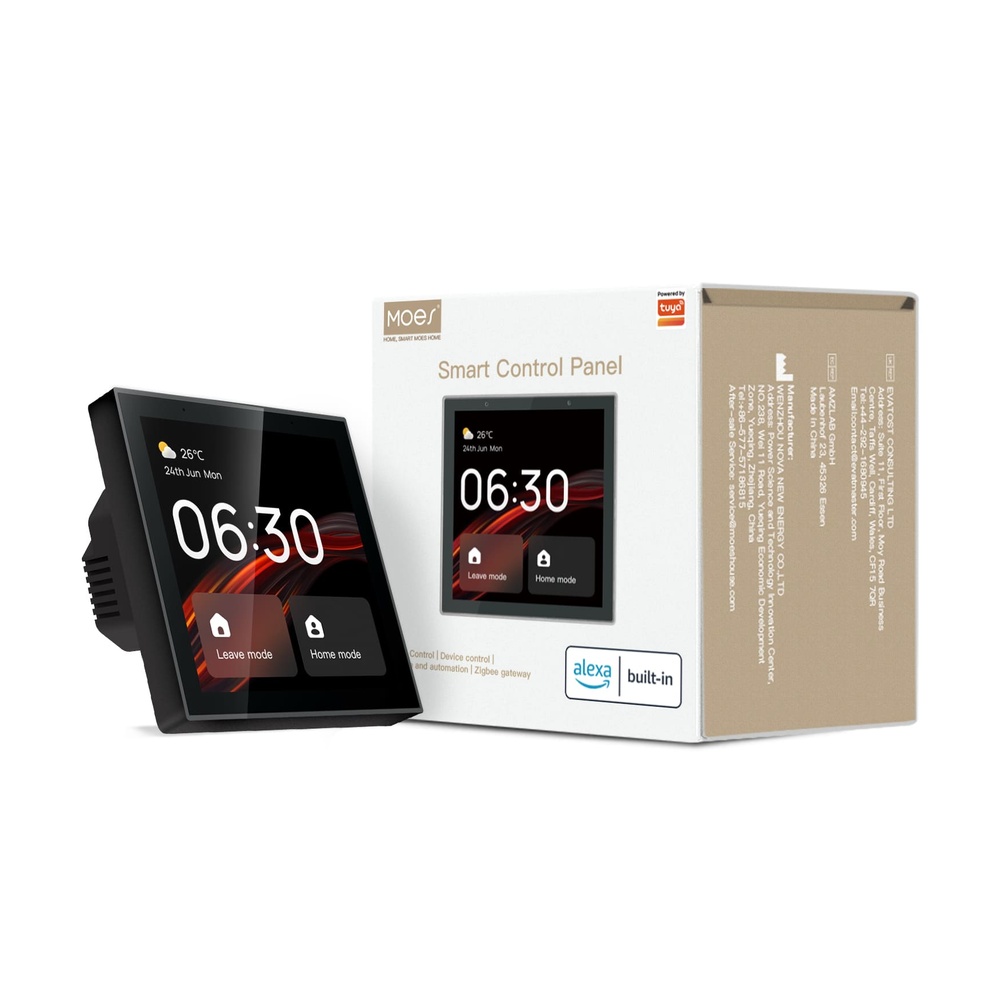 Moes Tuya 4-Inch In-Wall Multi-Functional Touchscreen Center Control Panel with Alexa & Zigbee Hub