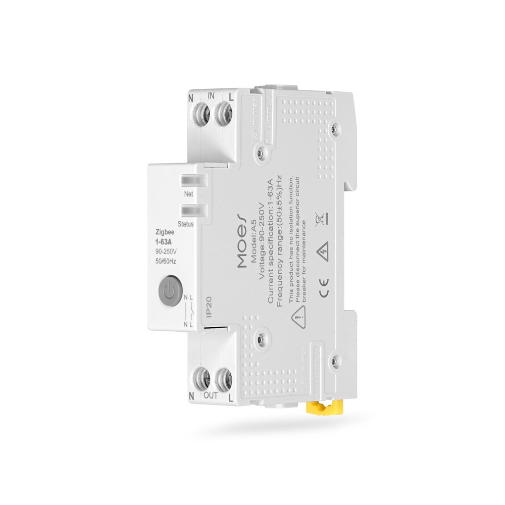 Moes Tuya 63A Smart DIN Rail Circuit Breaker Switch with Energy Meter & Overload Protection
